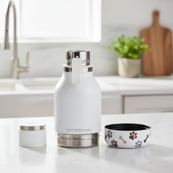 Other - Pet Bowl Attached to Stainless Steel Insulated Travel Water Bottle 33 Ounceblack